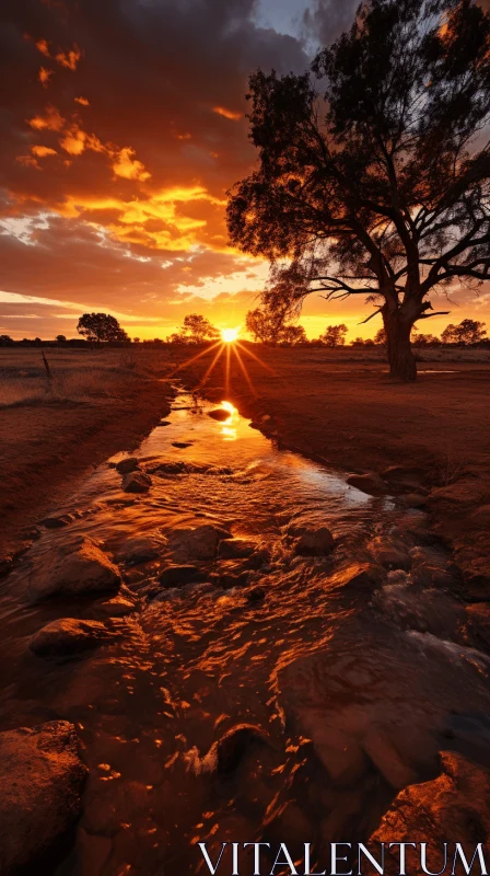 Captivating Sunrise over River: Australian Landscapes AI Image