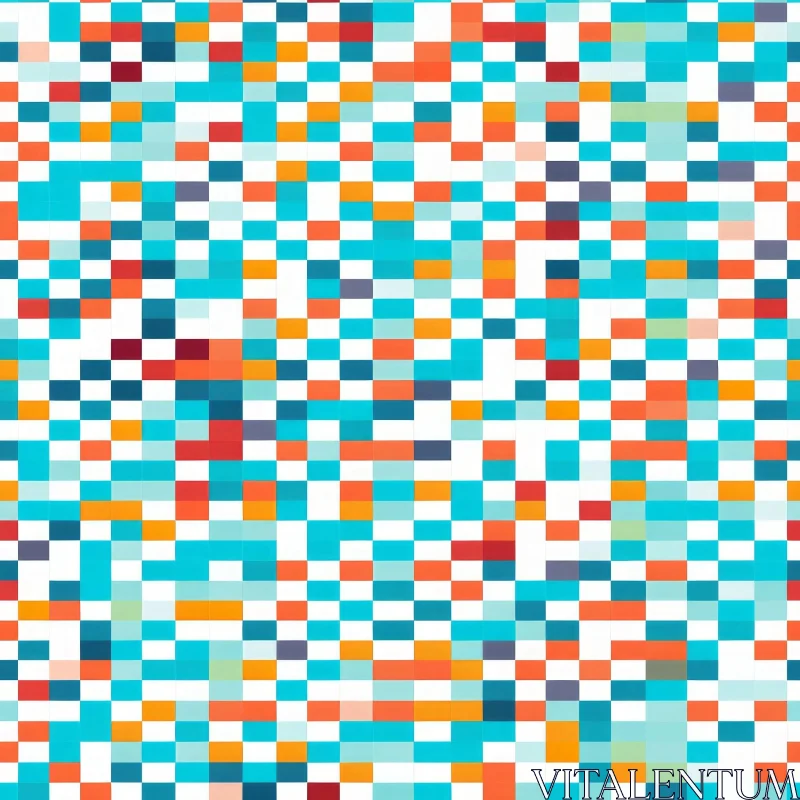 Pixelated Blue Pattern with Colorful Squares AI Image