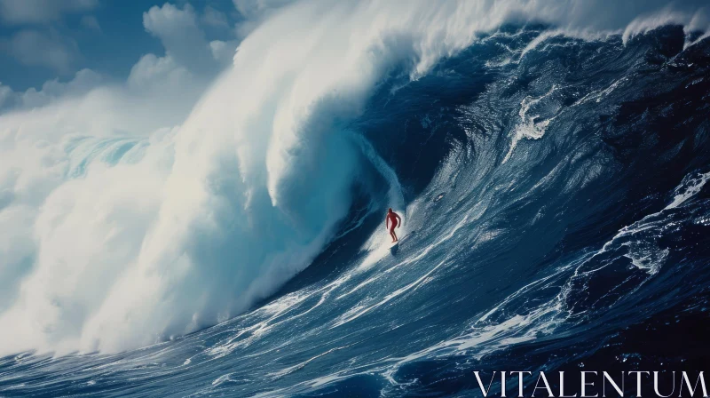 Thrilling Surfing Adventure: Conquering the Massive Wave AI Image