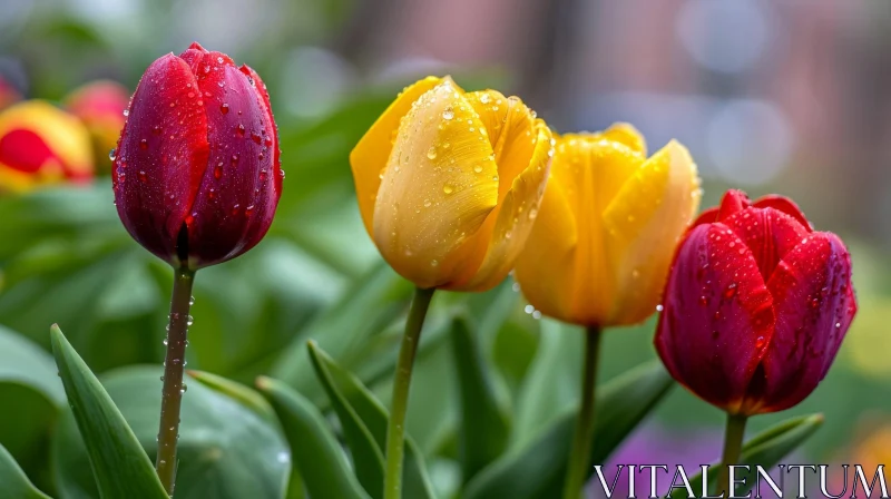 Vibrant Tulips in Full Bloom: Captivating Colors and Intricate Details AI Image