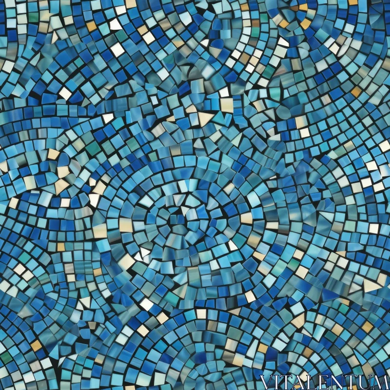 Blue and White Mosaic on Black Background AI Image