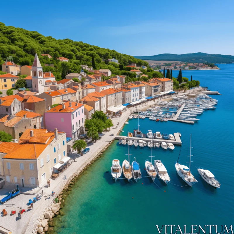 Captivating Harbor Views: A Colorful Cityscape on a Rocky Island in Croatia AI Image