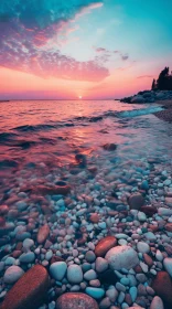 Colorful Landscape with Stones and Water on the Shore | Captivating Nature Photography