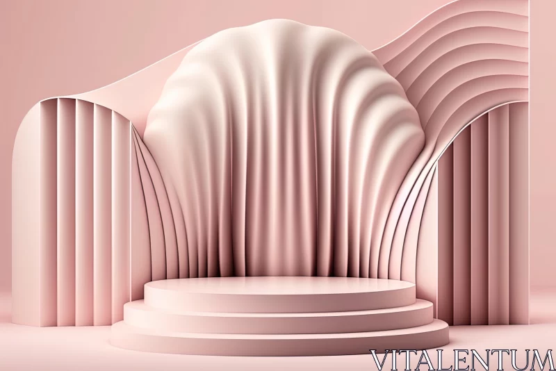 Ethereal Pink Architectural Stage with Luxurious Drapery | Realistic Anamorphic Art AI Image