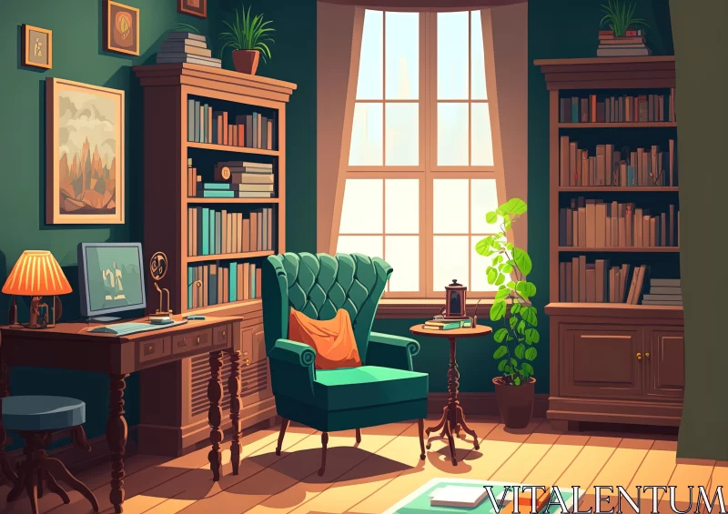Charming Illustrations: A Vibrant and Inviting Empty Room AI Image
