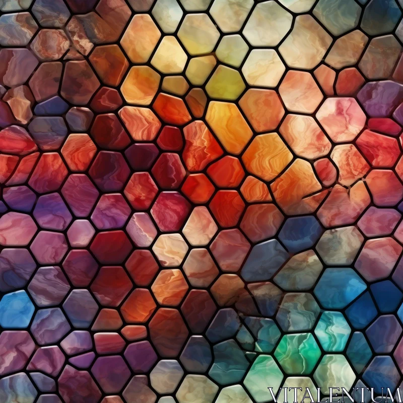 Colorful Marble-Like Hexagon Tiles Pattern AI Image