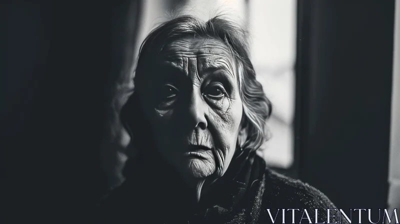 AI ART Introspective Elderly Woman Gazing out of a Window