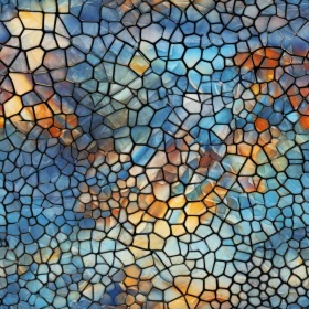 Mosaic Pebbles Texture - Blue Orange Yellow