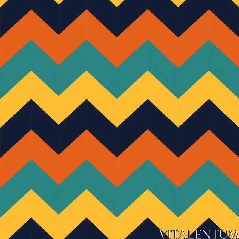 AI ART Retro 70s Chevrons Pattern - Dark Blue Background