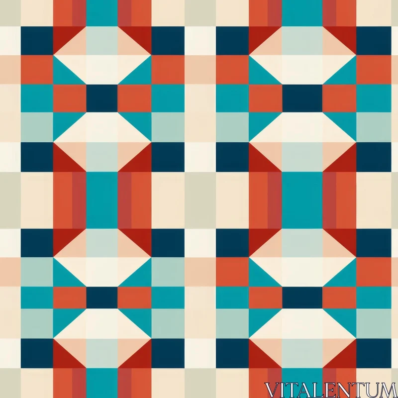Retro Red, Blue, and White Geometric Pattern AI Image
