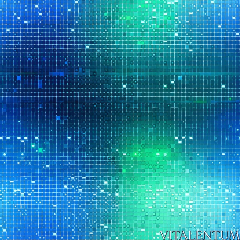 AI ART Blue and Green Mosaic Tile Art