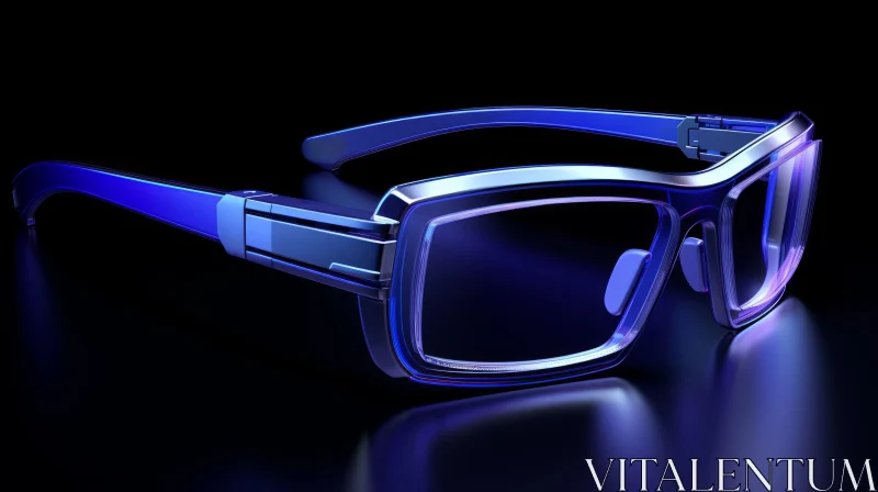Blue Futuristic Glasses - 3D Rendering Illustration AI Image