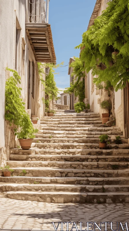 Captivating Stone Steps in a Charming Village | Architectural Beauty AI Image