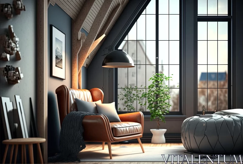 Dark Gray and Brown Apartment with Realistic and Highly Detailed Renderings AI Image