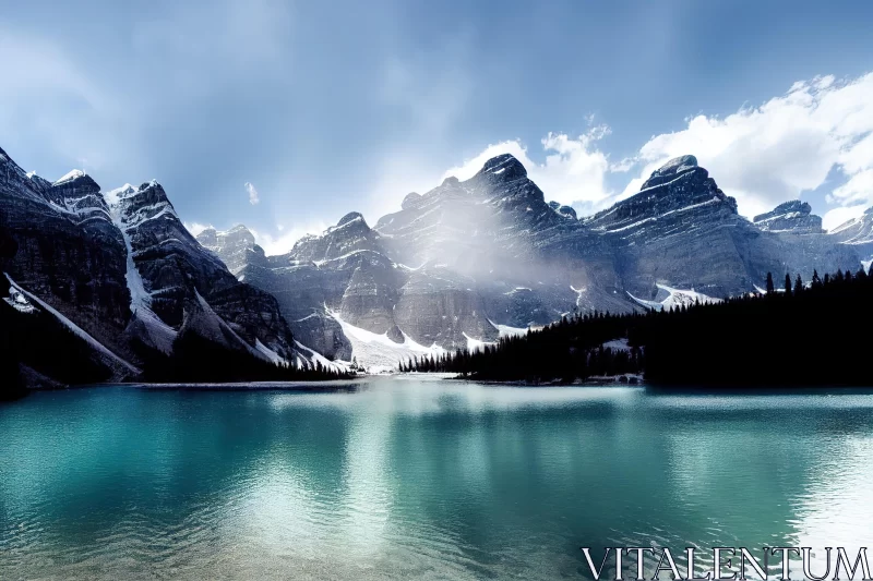 Serene Lake and Majestic Mountains: A Captivating Nature Photography AI Image