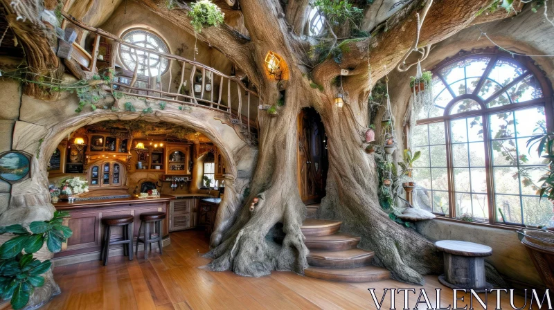 Whimsical Treehouse Interior | Natural Wood | Enchanting Atmosphere AI Image