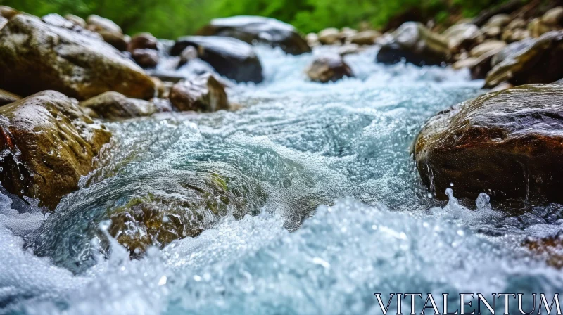 Close-up of a Majestic Mountain River AI Image