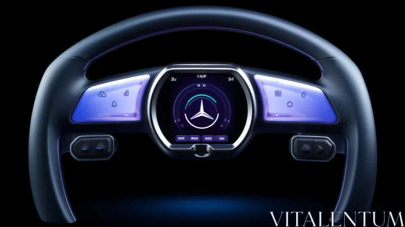 Futuristic Mercedes-Benz Steering Wheel with Digital Display AI Image
