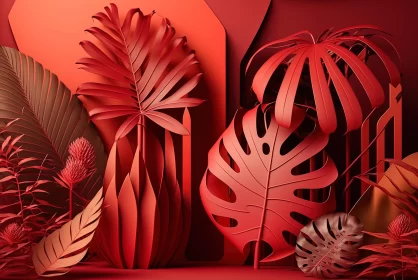 Intricate 3D Paper Cut Tropical Garden Illustration | Hyperrealistic Still Life