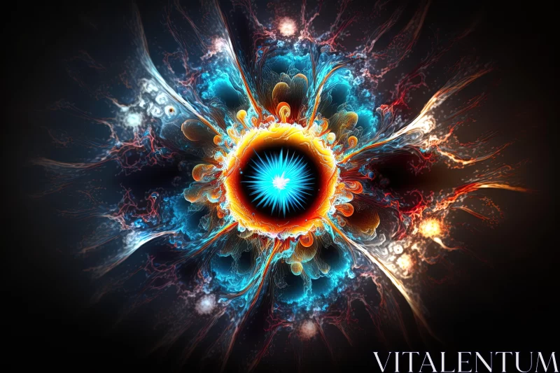 Mesmerizing Fractal Artwork with Vibrant Energy Explosions AI Image
