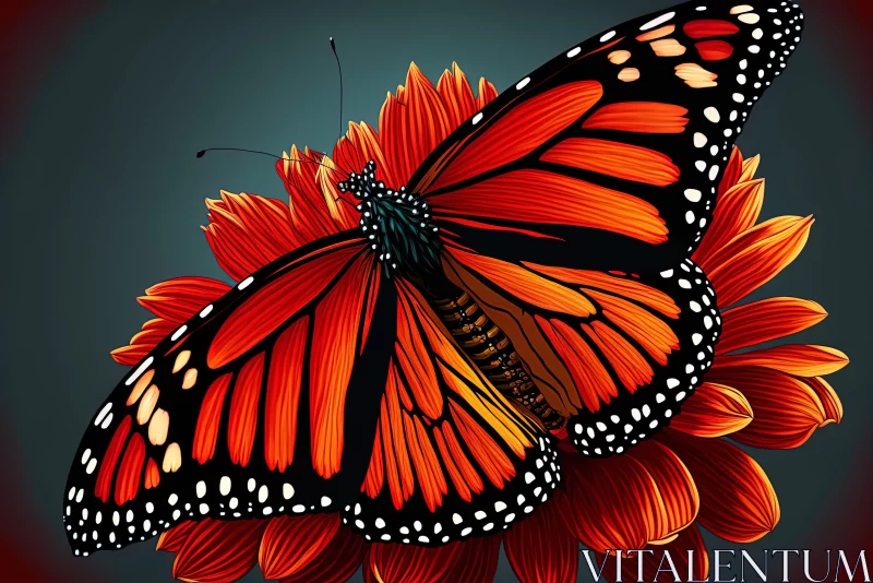 AI ART Orange Butterfly on Red Flower: Realistic and Detailed Rendering