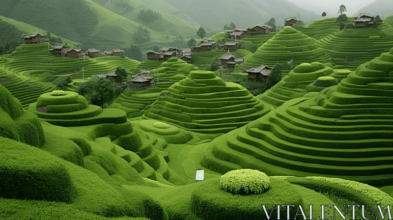 Surreal Green Rice Terraces in Rural China | Mind-bending Sculptures AI Image