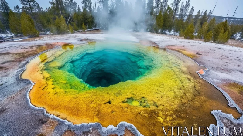 Vibrant Hot Spring in Yellowstone National Park - A Captivating Natural Wonder AI Image