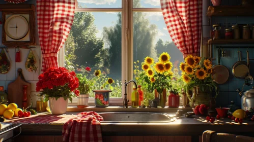 Cozy Kitchen with Large Window and Rustic Charm