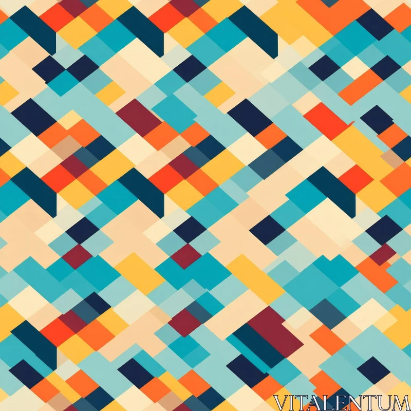 Dynamic Geometric Pattern in Blue, Orange, Yellow AI Image