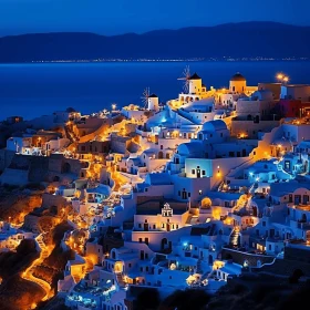 Mesmerizing Santorini Port at Night: Captivating Colors and Folkloric Themes