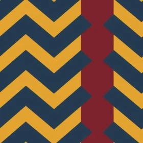 Yellow and Blue Chevron Pattern with Red Stripe