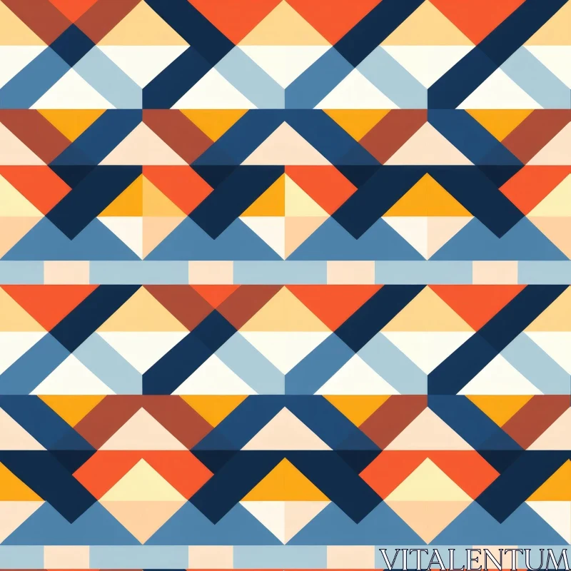 Blue and Orange Geometric Pattern | Moroccan Tilework Design AI Image
