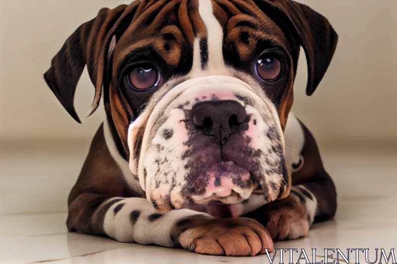 Boxer Dog Lying on Floor | Distinct Facial Features | Mixed Patterns AI Image