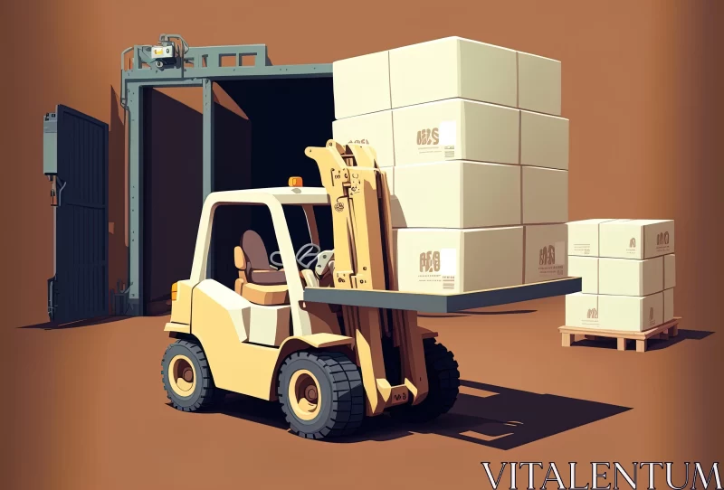 Captivating Forklift Illustration with Emotive Use of Light and Shadow AI Image
