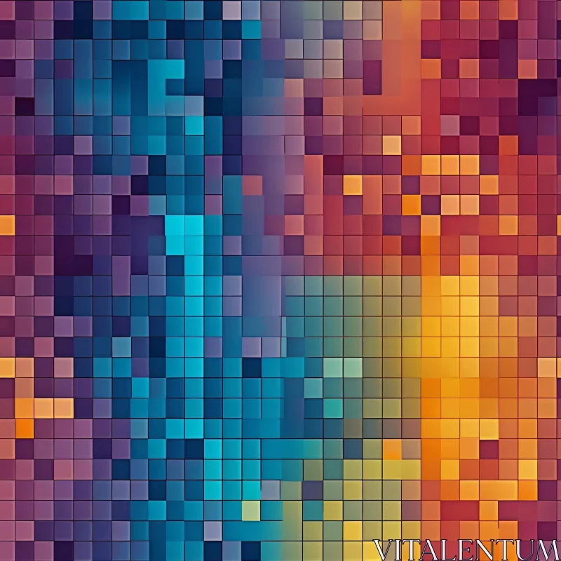 Pixelated Mosaic in Warm Colors AI Image