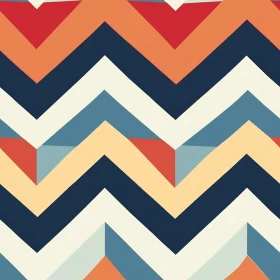 Retro Geometric Chevron Pattern in Red, Orange, Yellow, Blue, White