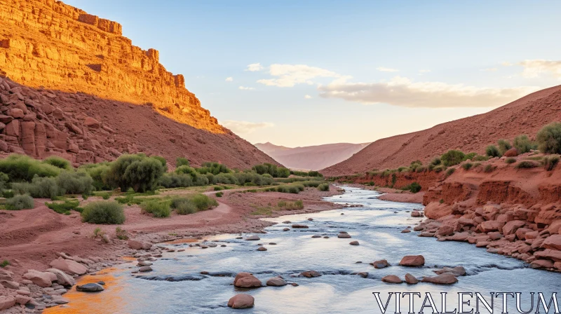 Tranquil River in the Desert Landscape AI Image