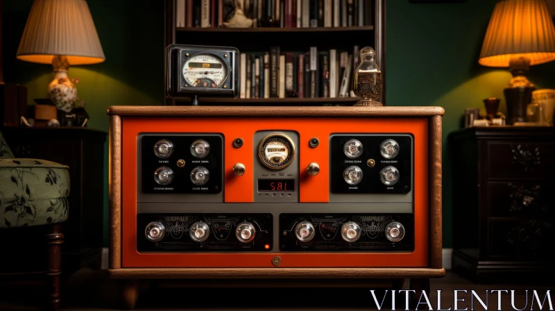 Vintage Radio Receiver in Wooden Case AI Image