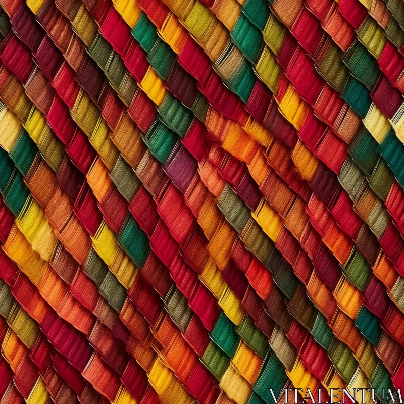 Colorful Geometric Woven Fabric Close-Up AI Image