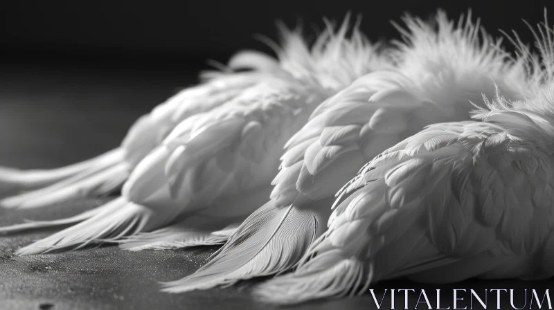 AI ART Monochrome Close-up Photo of White Feathers - Delicate Beauty and Elegance