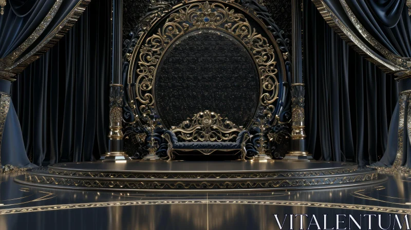 Opulent 3D Rendering of a Royal Throne Room AI Image
