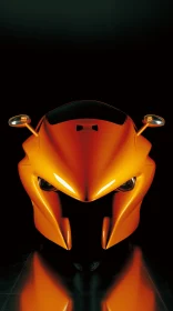 Orange Sports Car on Dark Background | Caricature Faces & Reflections