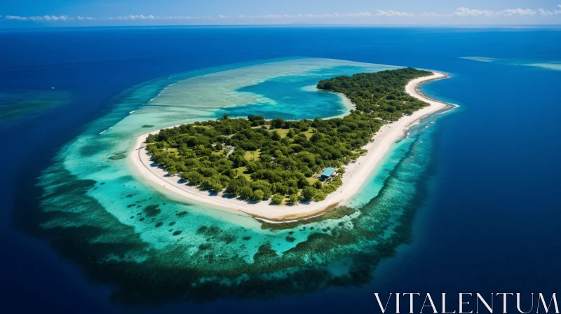 Tranquil Island in the Ocean: A Captivating Aerial View AI Image