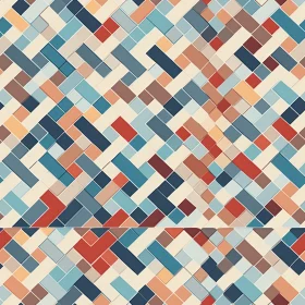 Blue Red Brown Herringbone Geometric Pattern