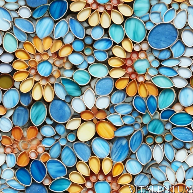 Colorful Glass Mosaic Floral Pattern on White Background AI Image