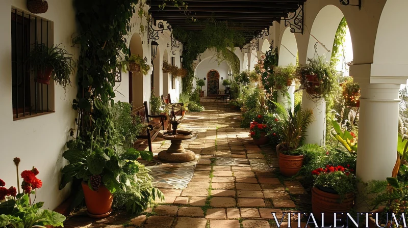 Enchanting Mediterranean-Style Courtyard | Peaceful Oasis AI Image
