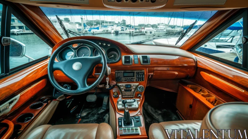 Luxurious Yacht Interior | Wood and Leather Craftsmanship AI Image