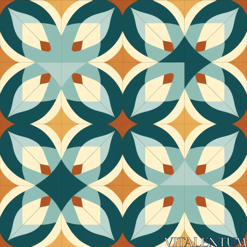 Seamless Tile Pattern with Four-Pointed Stars in Teal and Brown AI Image