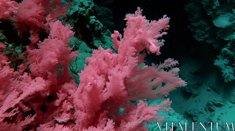 Vibrant Pink Coral Reef in Serene Underwater Scene AI Image