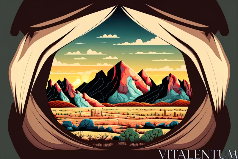 Window to the Mystical Mountains: Psychedelic Illustration AI Image